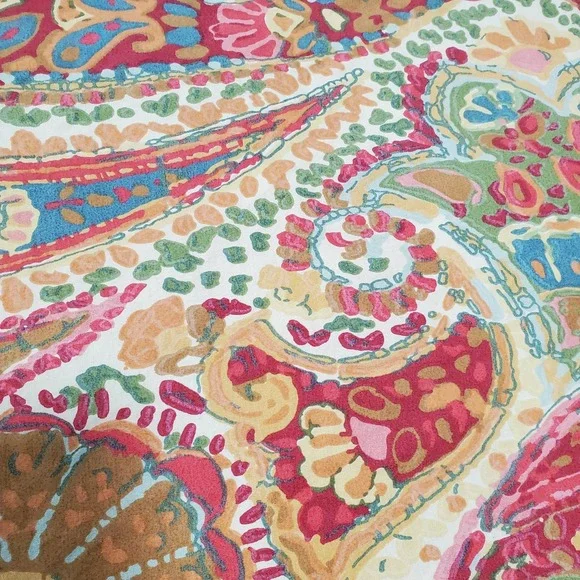Pottery Barn Duvet Cover King Multi-Color Paisley Cotton Bedding Red Blue Orange